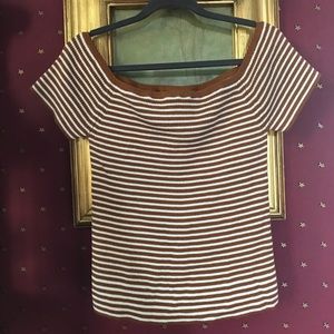 Madewell off the shoulder stripped knit shirt